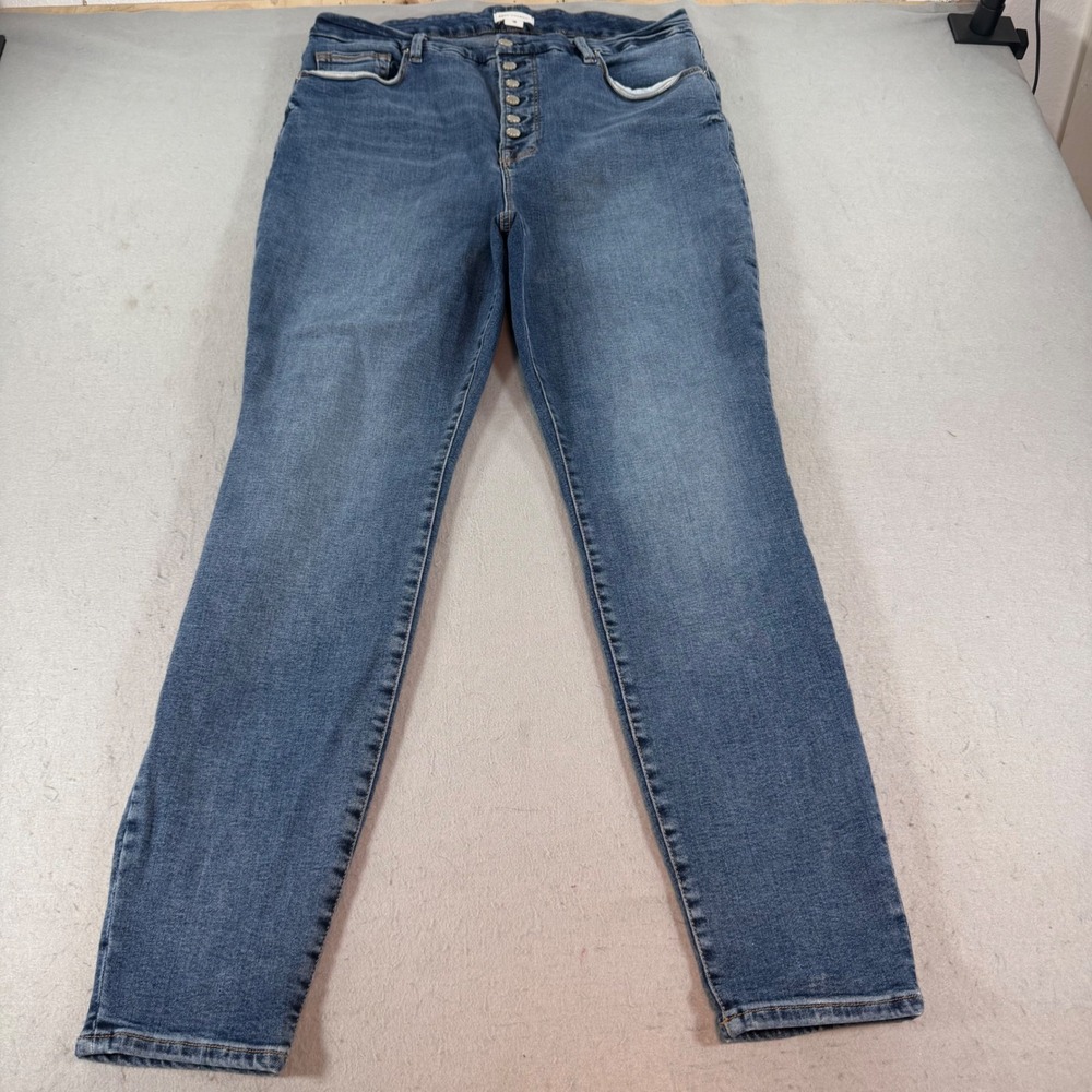 Good American Good Legs Skinny Jeans Womens 16W High‎ Rise Button Fly Blue
